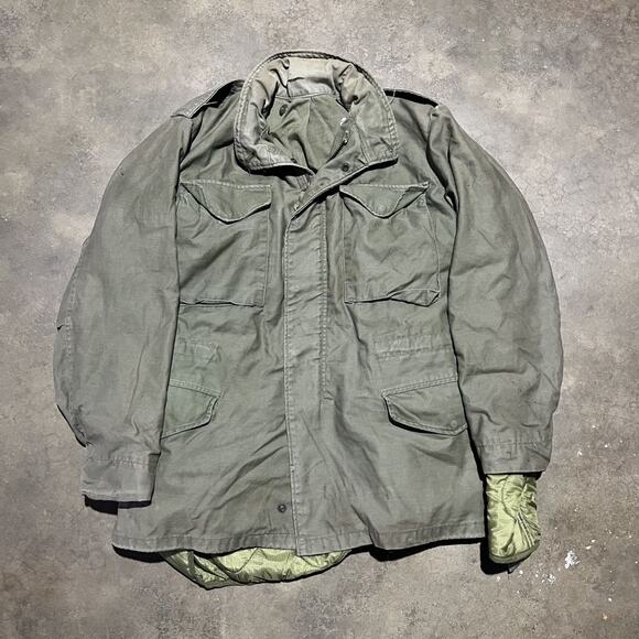 Vintage 70s Vietnam War M65 OG107 Army Green Field Jacket - Picture 1 of 6